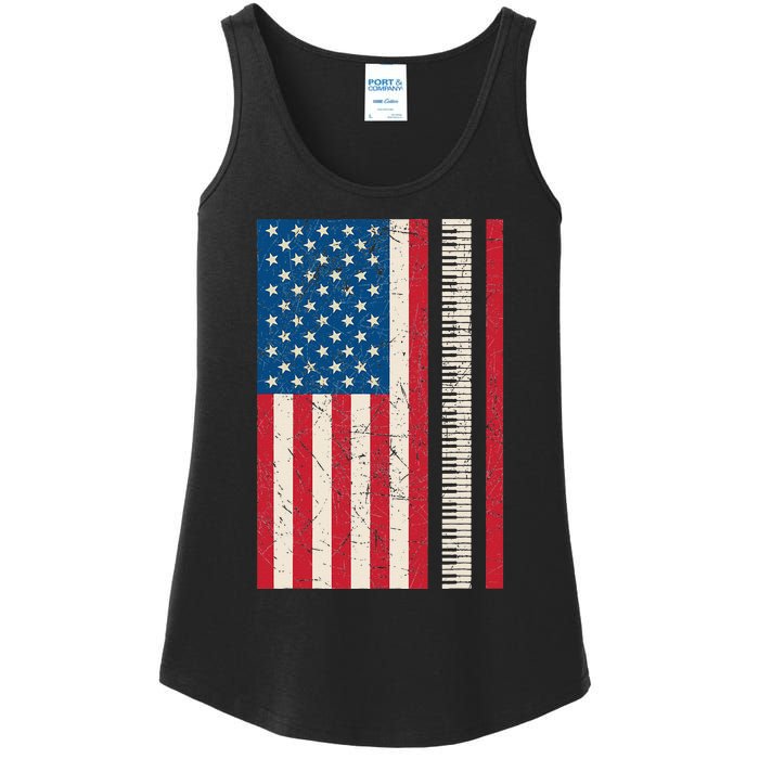 Piano Lover American Flag Patriotic Players Pianist Gift Ladies Essential Tank