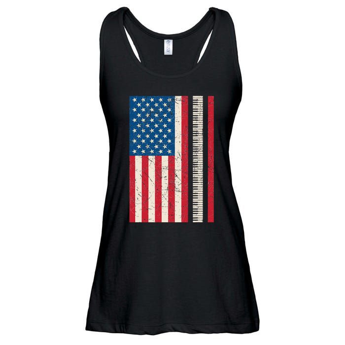 Piano Lover American Flag Patriotic Players Pianist Gift Ladies Essential Flowy Tank