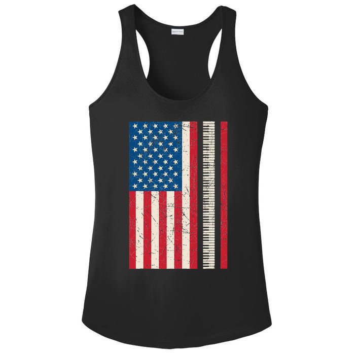 Piano Lover American Flag Patriotic Players Pianist Gift Ladies PosiCharge Competitor Racerback Tank