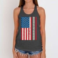 Piano Lover American Flag Patriotic Players Pianist Gift Women's Knotted Racerback Tank