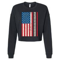 Piano Lover American Flag Patriotic Players Pianist Gift Cropped Pullover Crew