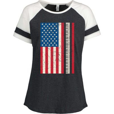 Piano Lover American Flag Patriotic Players Pianist Gift Enza Ladies Jersey Colorblock Tee