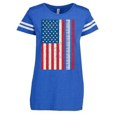 Piano Lover American Flag Patriotic Players Pianist Gift Enza Ladies Jersey Football T-Shirt