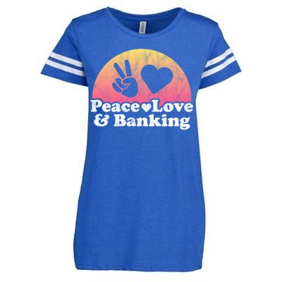 Peace Love And Banking Bank Gift Enza Ladies Jersey Football T-Shirt