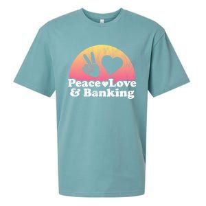 Peace Love And Banking Bank Gift Sueded Cloud Jersey T-Shirt