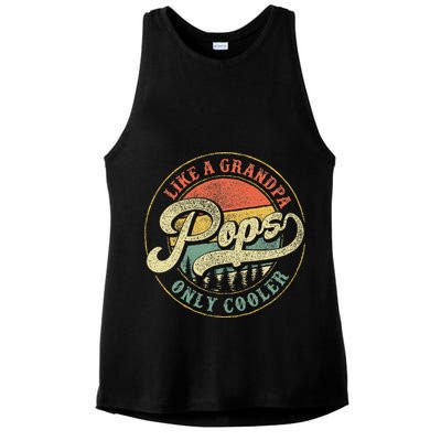 Pops Like A Grandpa Only Cooler Retro Gift Pops Dad Grandpa Ladies PosiCharge Tri-Blend Wicking Tank