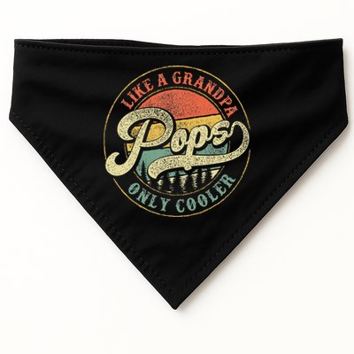 Pops Like A Grandpa Only Cooler Retro Gift Pops Dad Grandpa USA-Made Doggie Bandana