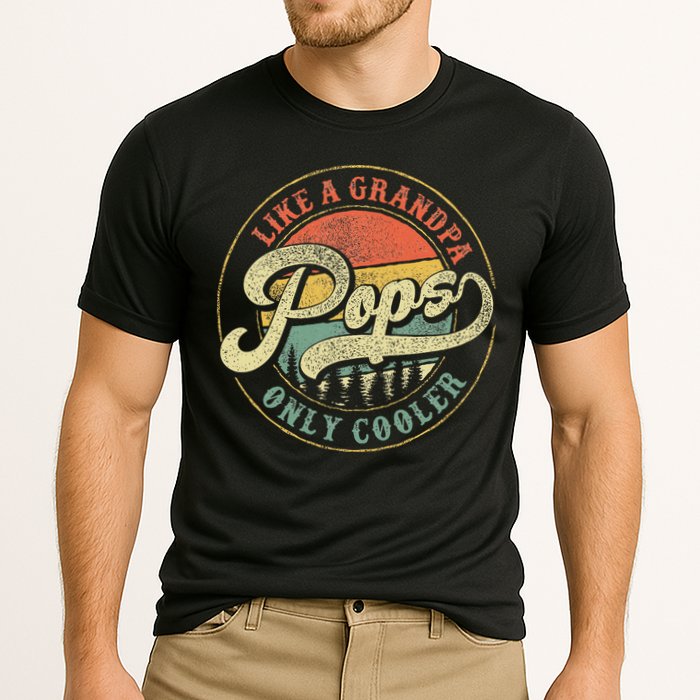 Pops Like A Grandpa Only Cooler Retro Gift Pops Dad Grandpa Cooling Performance Crew T-Shirt