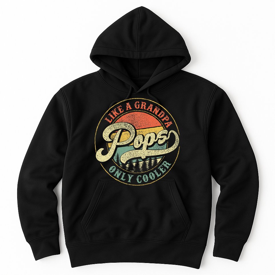Pops Like A Grandpa Only Cooler Retro Gift Pops Dad Grandpa Hoodie