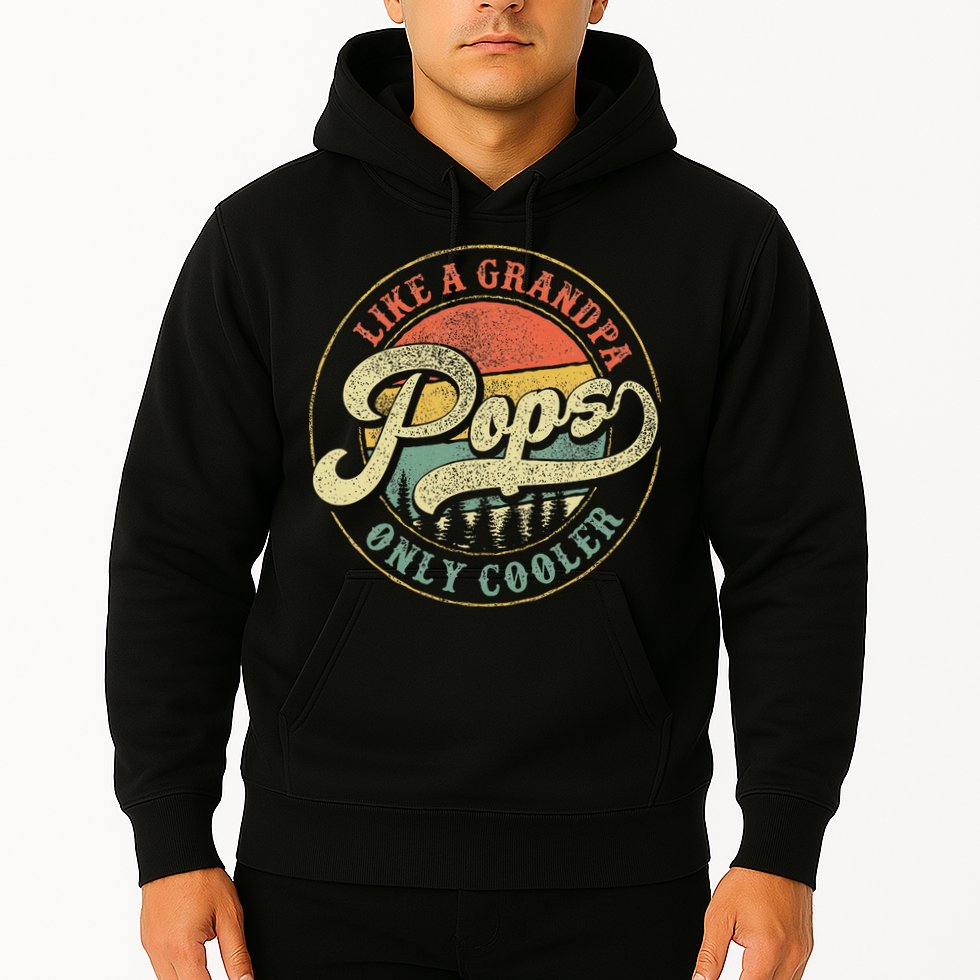 Pops Like A Grandpa Only Cooler Retro Gift Pops Dad Grandpa Hoodie