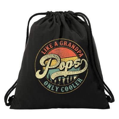 Pops Like A Grandpa Only Cooler Retro Gift Pops Dad Grandpa Drawstring Bag