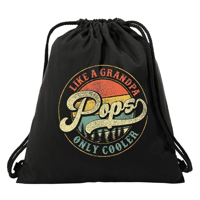 Pops Like A Grandpa Only Cooler Retro Gift Pops Dad Grandpa Drawstring Bag
