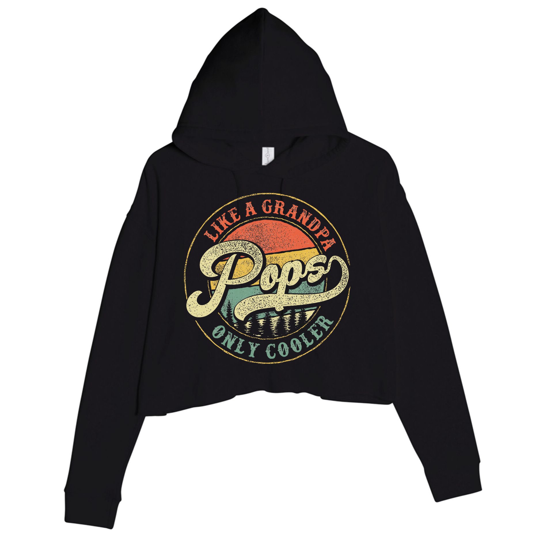 Pops Like A Grandpa Only Cooler Retro Gift Pops Dad Grandpa Crop Fleece Hoodie