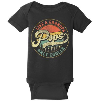 Pops Like A Grandpa Only Cooler Retro Gift Pops Dad Grandpa Baby Bodysuit