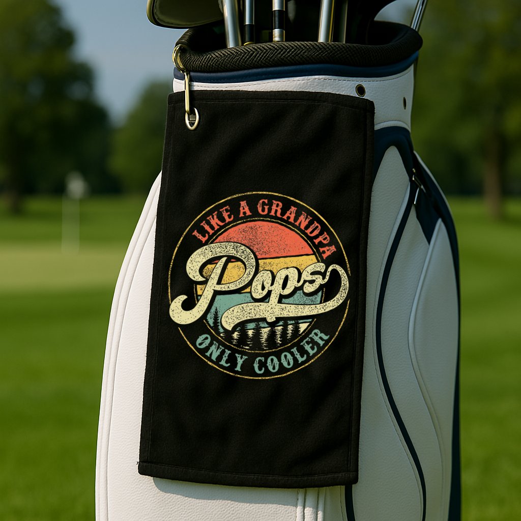 Pops Like A Grandpa Only Cooler Retro Gift Pops Dad Grandpa Golf Towel