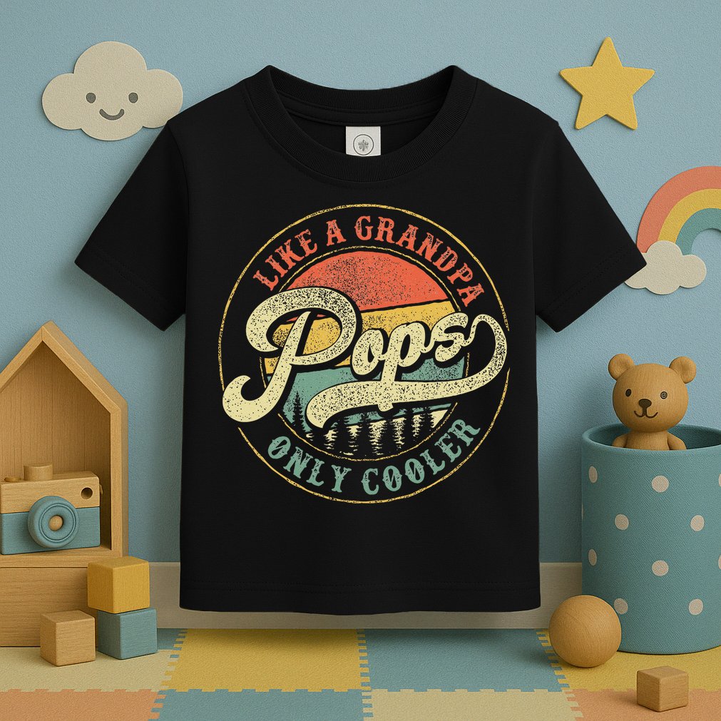 Pops Like A Grandpa Only Cooler Retro Gift Pops Dad Grandpa Toddler T-Shirt
