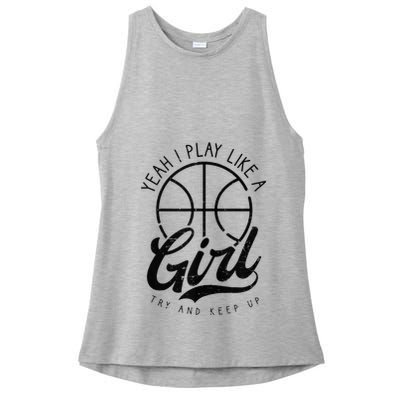 Play Like A Girl Design Basketball Ladies PosiCharge Tri-Blend Wicking Tank