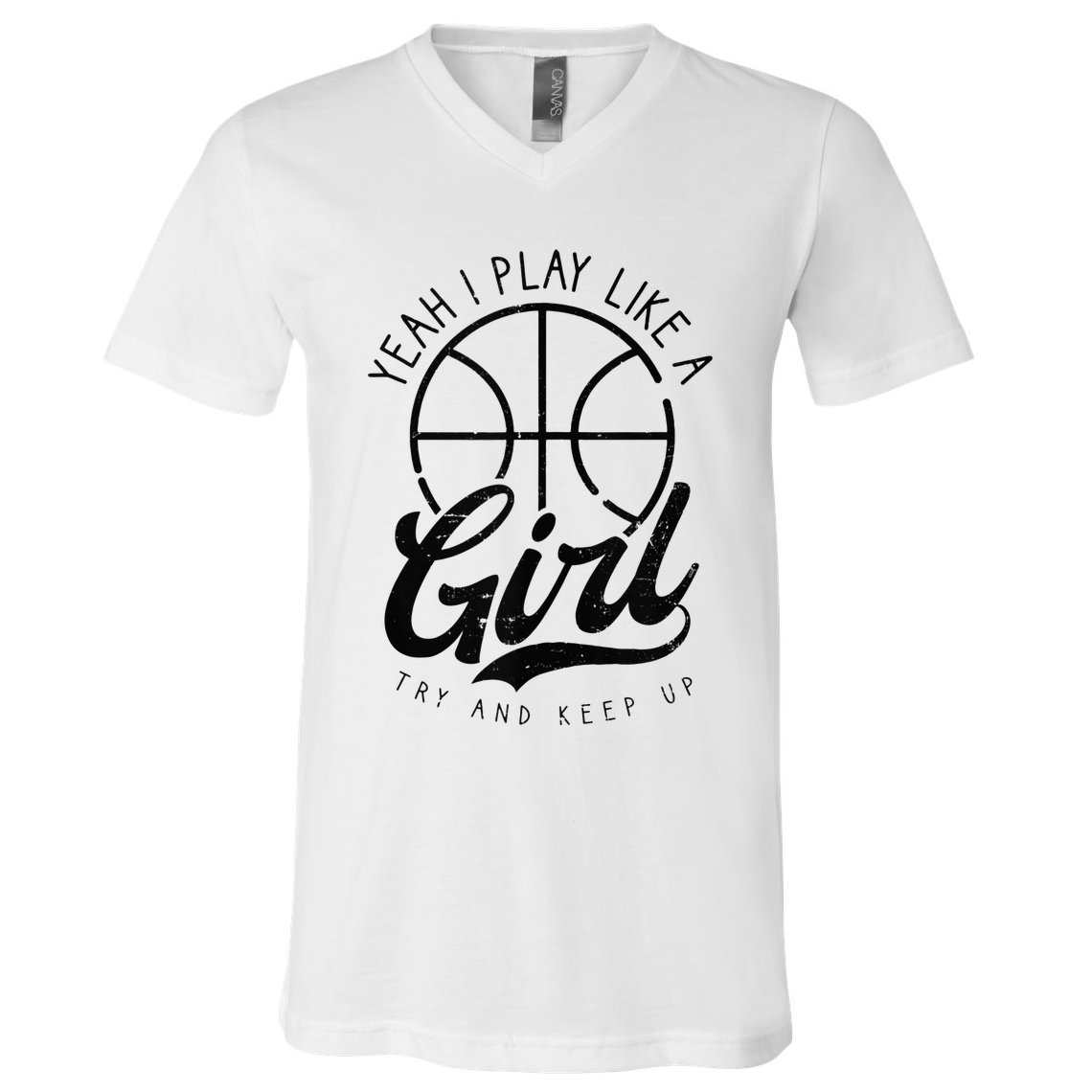 Play Like A Girl Design Basketball V-Neck T-Shirt