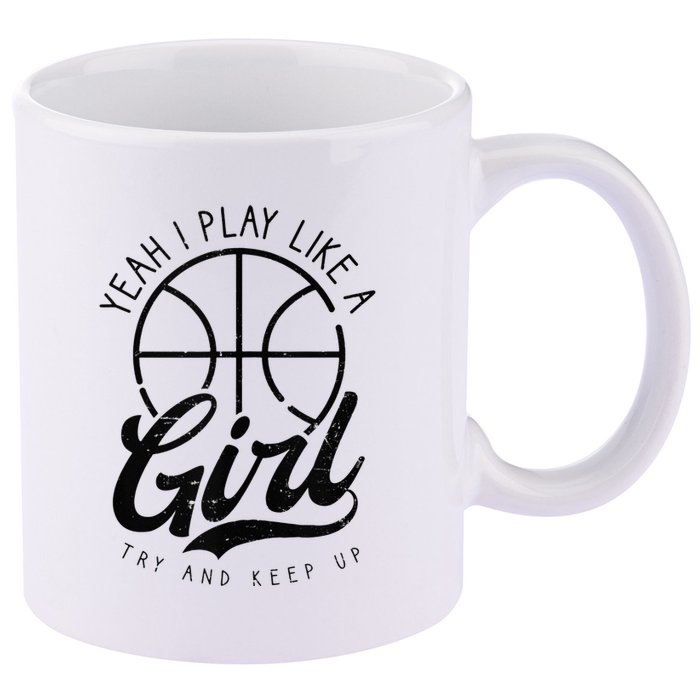 Play Like A Girl Design Basketball 11oz C Handle Ceramic Mug