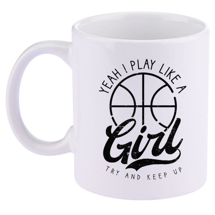 Play Like A Girl Design Basketball 11oz C Handle Ceramic Mug