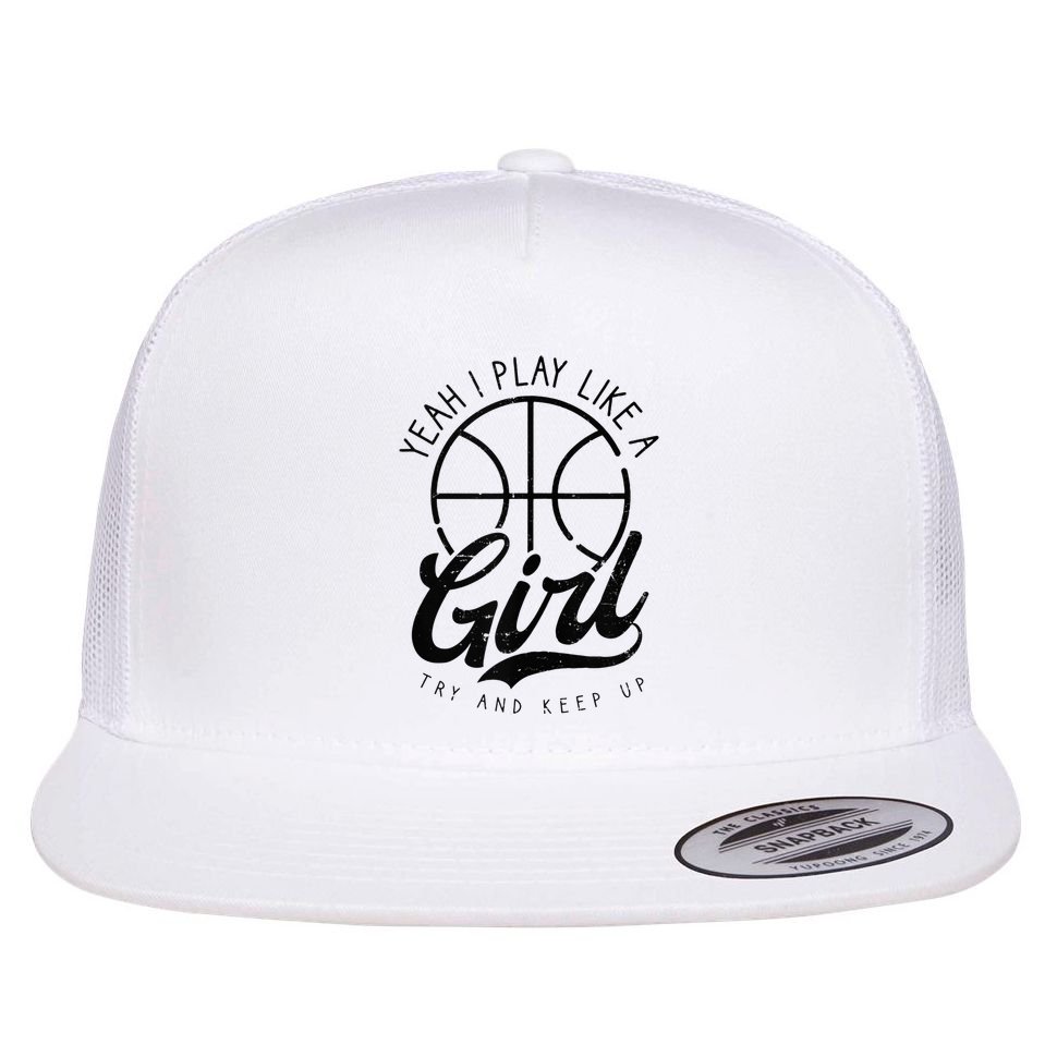 Play Like A Girl Design Basketball Flatbill Hat