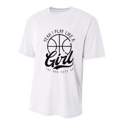 Play Like A Girl Design Basketball Youth Performance Sprint T-Shirt
