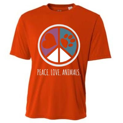 Peace Love Animals Gift Animal Lover Kindness Paw Tee Cooling Performance Crew T-Shirt