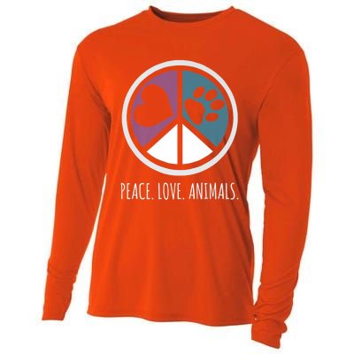 Peace Love Animals Gift Animal Lover Kindness Paw Tee Cooling Performance Long Sleeve Crew