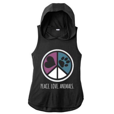 Peace Love Animals Gift Animal Lover Kindness Paw Tee Ladies PosiCharge Tri-Blend Wicking Draft Hoodie Tank