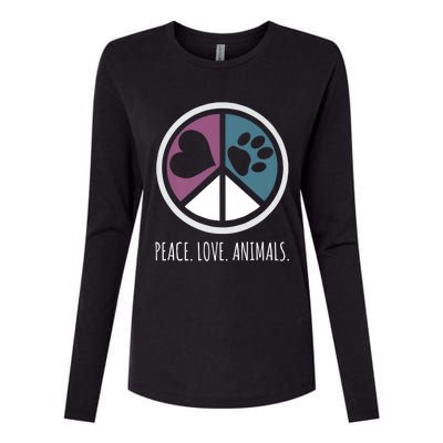 Peace Love Animals Gift Animal Lover Kindness Paw Tee Womens Cotton Relaxed Long Sleeve T-Shirt