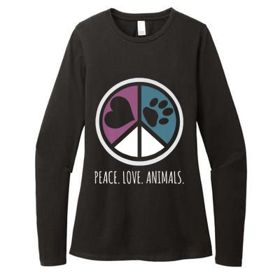 Peace Love Animals Gift Animal Lover Kindness Paw Tee Womens CVC Long Sleeve Shirt