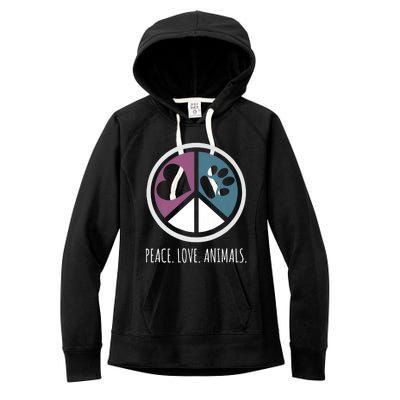 Peace Love Animals Gift Animal Lover Kindness Paw Tee Women's Fleece Hoodie