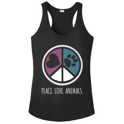 Peace Love Animals Gift Animal Lover Kindness Paw Tee Ladies PosiCharge Competitor Racerback Tank