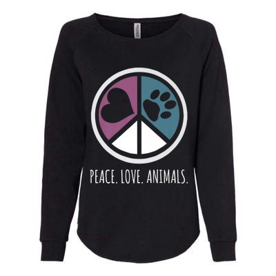 Peace Love Animals Gift Animal Lover Kindness Paw Tee Womens California Wash Sweatshirt