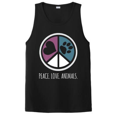 Peace Love Animals Gift Animal Lover Kindness Paw Tee PosiCharge Competitor Tank