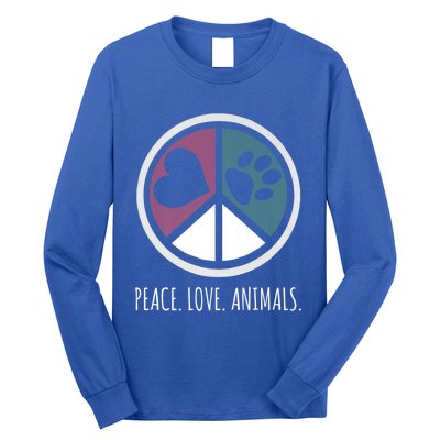 Peace Love Animals Gift Animal Lover Kindness Paw Tee Long Sleeve Shirt