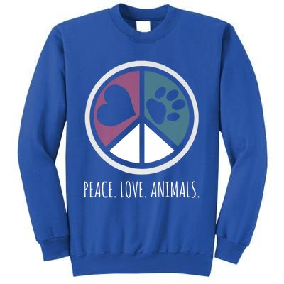 Peace Love Animals Gift Animal Lover Kindness Paw Tee Sweatshirt