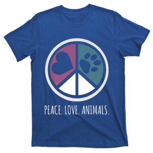 Peace Love Animals Gift Animal Lover Kindness Paw Tee T-Shirt