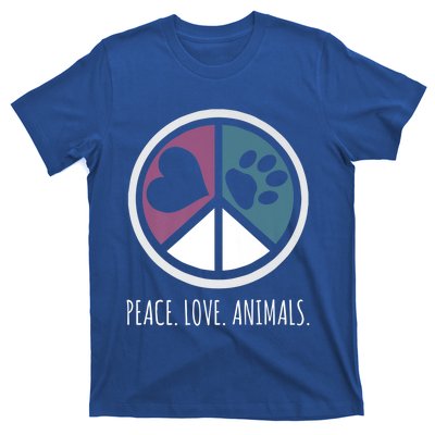 Peace Love Animals Gift Animal Lover Kindness Paw Tee T-Shirt