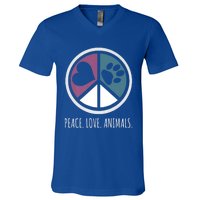 Peace Love Animals Gift Animal Lover Kindness Paw Tee V-Neck T-Shirt