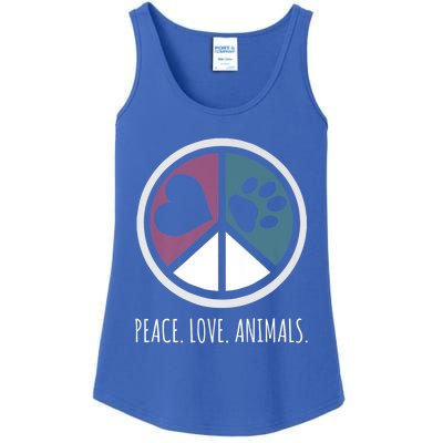 Peace Love Animals Gift Animal Lover Kindness Paw Tee Ladies Essential Tank