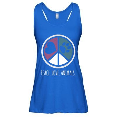 Peace Love Animals Gift Animal Lover Kindness Paw Tee Ladies Essential Flowy Tank