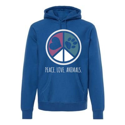 Peace Love Animals Gift Animal Lover Kindness Paw Tee Premium Hoodie