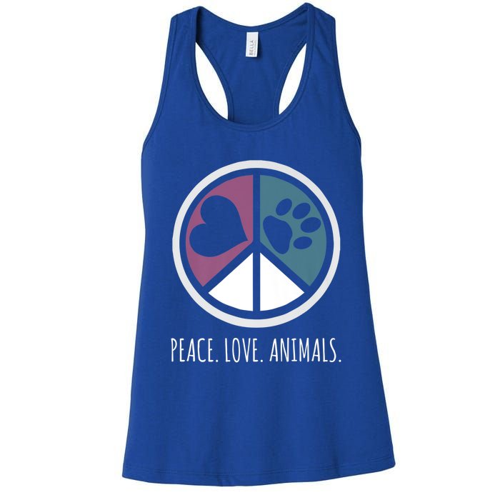 Peace Love Animals Gift Animal Lover Kindness Paw Tee Women's Racerback Tank