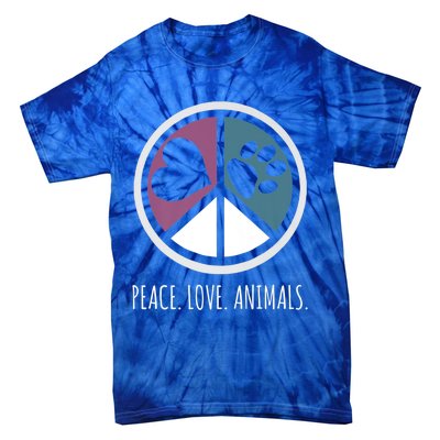 Peace Love Animals Gift Animal Lover Kindness Paw Tee Tie-Dye T-Shirt