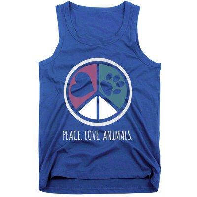 Peace Love Animals Gift Animal Lover Kindness Paw Tee Tank Top