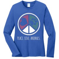 Peace Love Animals Gift Animal Lover Kindness Paw Tee Ladies Long Sleeve Shirt