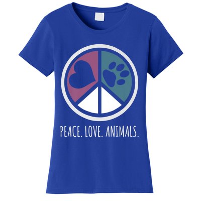 Peace Love Animals Gift Animal Lover Kindness Paw Tee Women's T-Shirt