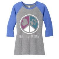 Peace Love Animals Gift Animal Lover Kindness Paw Tee Women's Tri-Blend 3/4-Sleeve Raglan Shirt