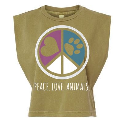 Peace Love Animals Gift Animal Lover Kindness Paw Tee Garment-Dyed Women's Muscle Tee